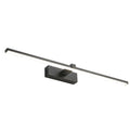 Matte black IP44-rated LED bathroom vanity bar light, switched off, isolated on a white background, showing its slim linear profile.